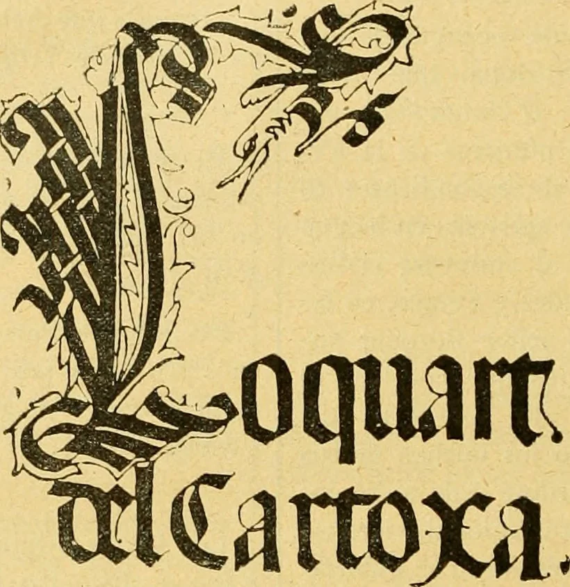 An illustration from Bibliografía de la lengua valenciana : o sea catálogo razonado por orden alfabético de autores de los libros, folletos, obras dramáticas, periódicos, coloquios, coplas, chistes, discursos, romances, alocuciones, cantares, gozes, etc., que escritos en lengua valenciana y bilingüe, han visto la luz pública desde el establecimiento de la imprenta en España hasta nuestros días, 1915, leaf 505