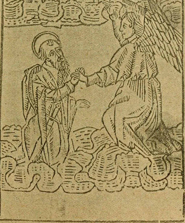 An illustration from Bibliografía de la lengua valenciana : o sea catálogo razonado por orden alfabético de autores de los libros, folletos, obras dramáticas, periódicos, coloquios, coplas, chistes, discursos, romances, alocuciones, cantares, gozes, etc., que escritos en lengua valenciana y bilingüe, han visto la luz pública desde el establecimiento de la imprenta en España hasta nuestros días, 1915, leaf 588
