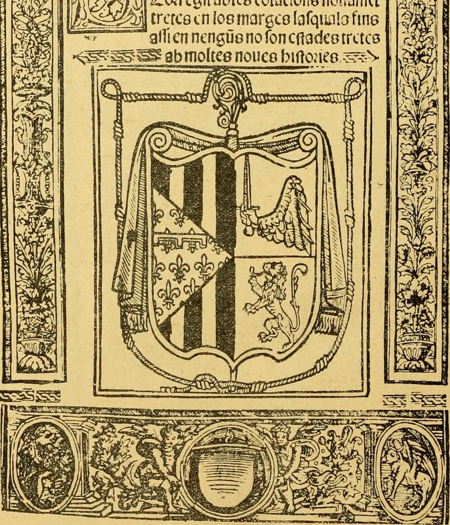 An illustration from Bibliografía de la lengua valenciana : o sea catálogo razonado por orden alfabético de autores de los libros, folletos, obras dramáticas, periódicos, coloquios, coplas, chistes, discursos, romances, alocuciones, cantares, gozes, etc., que escritos en lengua valenciana y bilingüe, han visto la luz pública desde el establecimiento de la imprenta en España hasta nuestros días, 1915, leaf 637