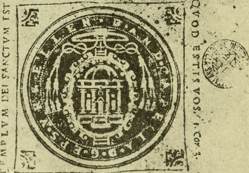 An illustration from Bibliografía de la lengua valenciana : o sea catálogo razonado por orden alfabético de autores de los libros, folletos, obras dramáticas, periódicos, coloquios, coplas, chistes, discursos, romances, alocuciones, cantares, gozes, etc., que escritos en lengua valenciana y bilingüe, han visto la luz pública desde el establecimiento de la imprenta en España hasta nuestros días, 1915, leaf 150