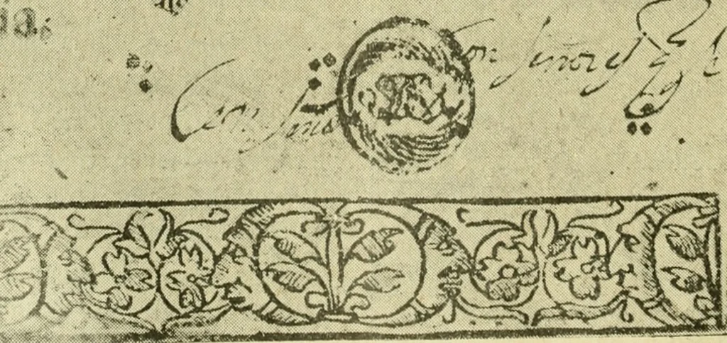 An illustration from Bibliografía de la lengua valenciana : o sea catálogo razonado por orden alfabético de autores de los libros, folletos, obras dramáticas, periódicos, coloquios, coplas, chistes, discursos, romances, alocuciones, cantares, gozes, etc., que escritos en lengua valenciana y bilingüe, han visto la luz pública desde el establecimiento de la imprenta en España hasta nuestros días, 1915, leaf 184