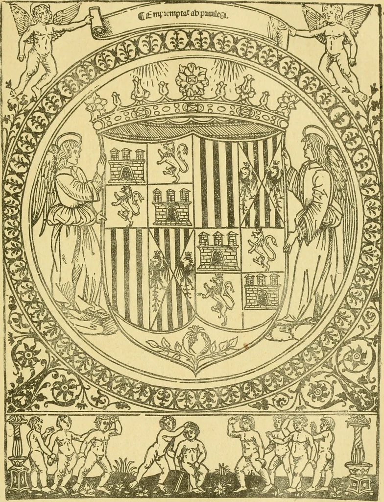 An illustration from Bibliografía de la lengua valenciana : o sea catálogo razonado por orden alfabético de autores de los libros, folletos, obras dramáticas, periódicos, coloquios, coplas, chistes, discursos, romances, alocuciones, cantares, gozes, etc., que escritos en lengua valenciana y bilingüe, han visto la luz pública desde el establecimiento de la imprenta en España hasta nuestros días, 1915, leaf 255