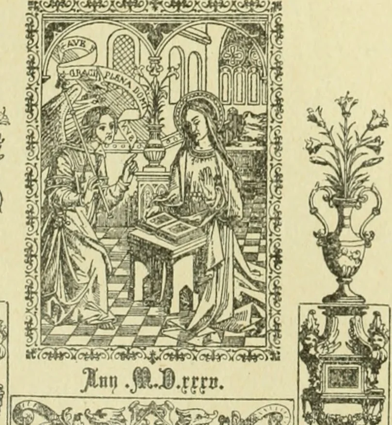 An illustration from Bibliografía de la lengua valenciana : o sea catálogo razonado por orden alfabético de autores de los libros, folletos, obras dramáticas, periódicos, coloquios, coplas, chistes, discursos, romances, alocuciones, cantares, gozes, etc., que escritos en lengua valenciana y bilingüe, han visto la luz pública desde el establecimiento de la imprenta en España hasta nuestros días, 1915, leaf 26