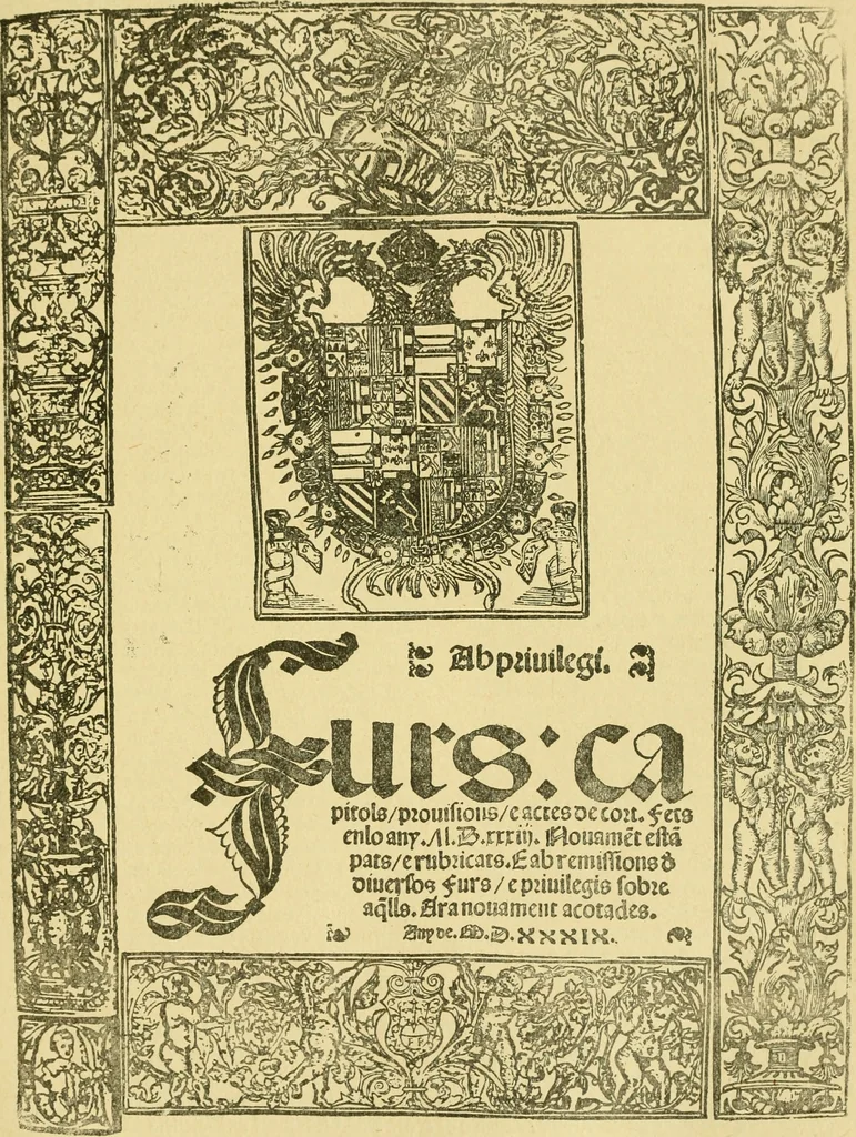 An illustration from Bibliografía de la lengua valenciana : o sea catálogo razonado por orden alfabético de autores de los libros, folletos, obras dramáticas, periódicos, coloquios, coplas, chistes, discursos, romances, alocuciones, cantares, gozes, etc., que escritos en lengua valenciana y bilingüe, han visto la luz pública desde el establecimiento de la imprenta en España hasta nuestros días, 1915, leaf 265