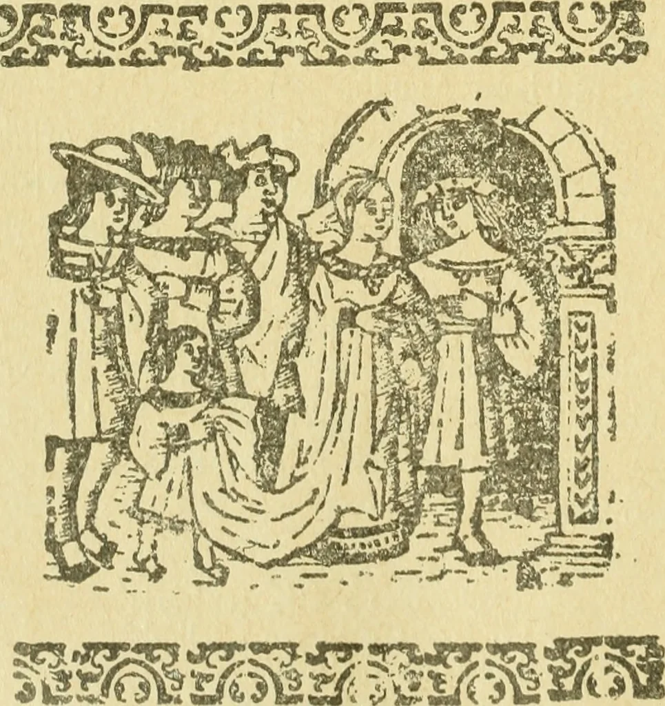 An illustration from Bibliografía de la lengua valenciana : o sea catálogo razonado por orden alfabético de autores de los libros, folletos, obras dramáticas, periódicos, coloquios, coplas, chistes, discursos, romances, alocuciones, cantares, gozes, etc., que escritos en lengua valenciana y bilingüe, han visto la luz pública desde el establecimiento de la imprenta en España hasta nuestros días, 1915, leaf 418