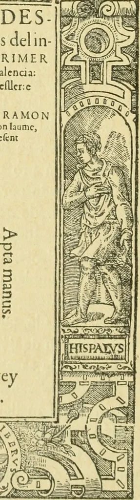 An illustration from Bibliografía de la lengua valenciana : o sea catálogo razonado por orden alfabético de autores de los libros, folletos, obras dramáticas, periódicos, coloquios, coplas, chistes, discursos, romances, alocuciones, cantares, gozes, etc., que escritos en lengua valenciana y bilingüe, han visto la luz pública desde el establecimiento de la imprenta en España hasta nuestros días, 1915, leaf 448