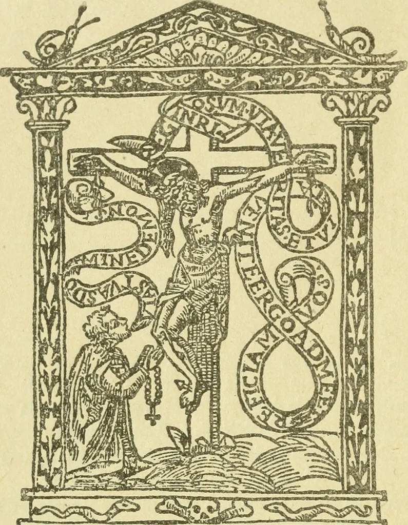 An illustration from Bibliografía de la lengua valenciana : o sea catálogo razonado por orden alfabético de autores de los libros, folletos, obras dramáticas, periódicos, coloquios, coplas, chistes, discursos, romances, alocuciones, cantares, gozes, etc., que escritos en lengua valenciana y bilingüe, han visto la luz pública desde el establecimiento de la imprenta en España hasta nuestros días, 1915, leaf 456