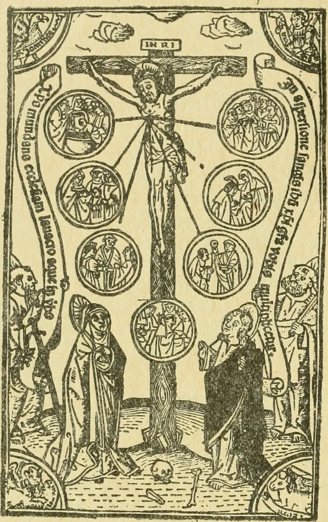 An illustration from Bibliografía de la lengua valenciana : o sea catálogo razonado por orden alfabético de autores de los libros, folletos, obras dramáticas, periódicos, coloquios, coplas, chistes, discursos, romances, alocuciones, cantares, gozes, etc., que escritos en lengua valenciana y bilingüe, han visto la luz pública desde el establecimiento de la imprenta en España hasta nuestros días, 1915, leaf 462