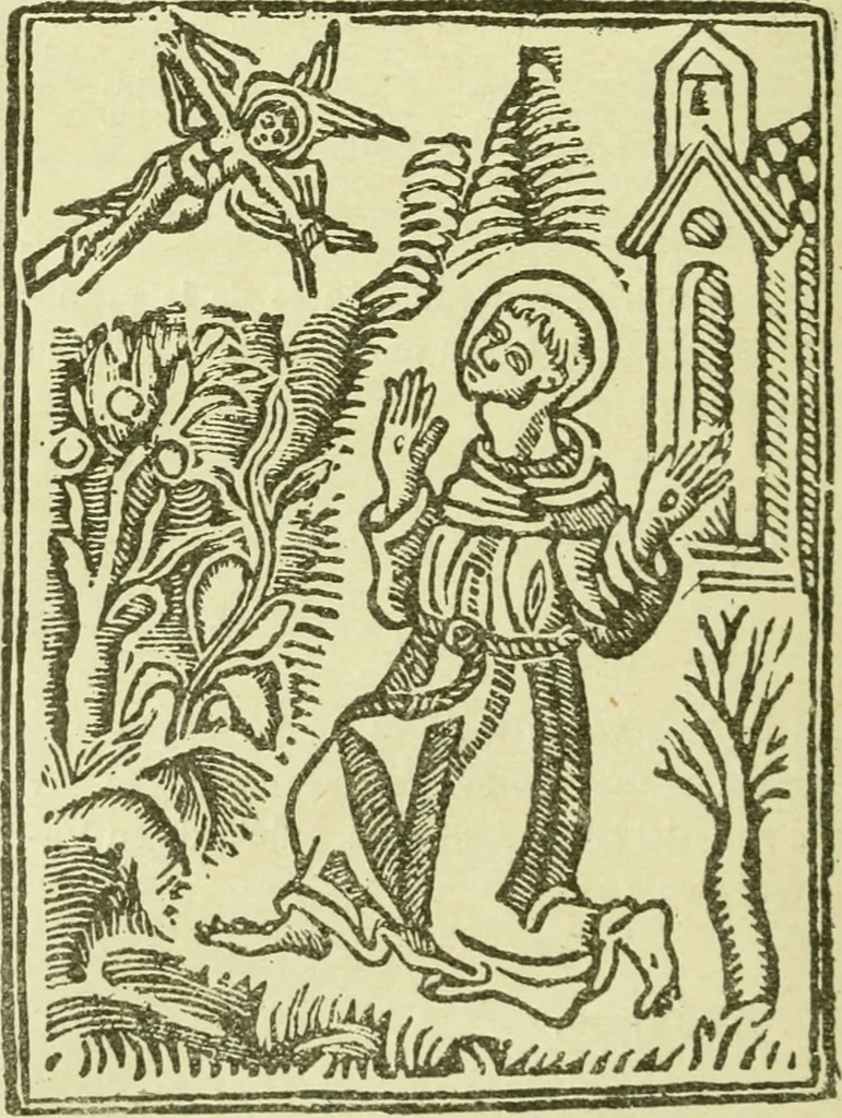 An illustration from Bibliografía de la lengua valenciana : o sea catálogo razonado por orden alfabético de autores de los libros, folletos, obras dramáticas, periódicos, coloquios, coplas, chistes, discursos, romances, alocuciones, cantares, gozes, etc., que escritos en lengua valenciana y bilingüe, han visto la luz pública desde el establecimiento de la imprenta en España hasta nuestros días, 1915, leaf 48