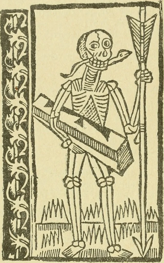 An illustration from Bibliografía de la lengua valenciana : o sea catálogo razonado por orden alfabético de autores de los libros, folletos, obras dramáticas, periódicos, coloquios, coplas, chistes, discursos, romances, alocuciones, cantares, gozes, etc., que escritos en lengua valenciana y bilingüe, han visto la luz pública desde el establecimiento de la imprenta en España hasta nuestros días, 1915, leaf 480