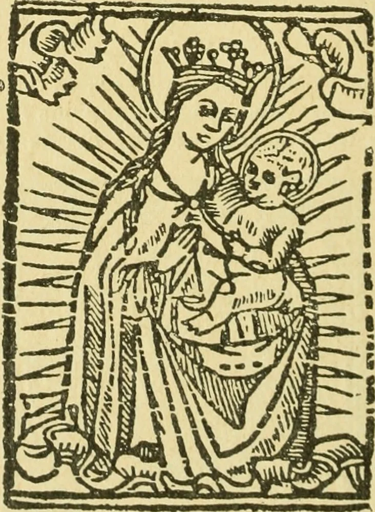 An illustration from Bibliografía de la lengua valenciana : o sea catálogo razonado por orden alfabético de autores de los libros, folletos, obras dramáticas, periódicos, coloquios, coplas, chistes, discursos, romances, alocuciones, cantares, gozes, etc., que escritos en lengua valenciana y bilingüe, han visto la luz pública desde el establecimiento de la imprenta en España hasta nuestros días, 1915, leaf 486