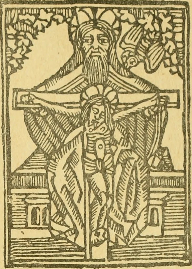An illustration from Bibliografía de la lengua valenciana : o sea catálogo razonado por orden alfabético de autores de los libros, folletos, obras dramáticas, periódicos, coloquios, coplas, chistes, discursos, romances, alocuciones, cantares, gozes, etc., que escritos en lengua valenciana y bilingüe, han visto la luz pública desde el establecimiento de la imprenta en España hasta nuestros días, 1915, leaf 497