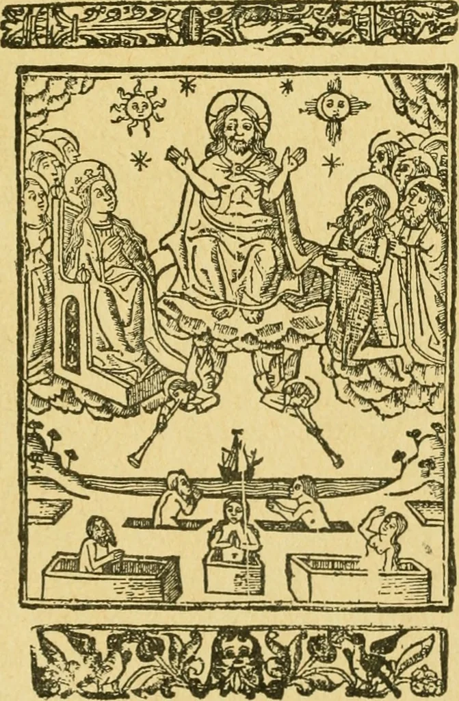 An illustration from Bibliografía de la lengua valenciana : o sea catálogo razonado por orden alfabético de autores de los libros, folletos, obras dramáticas, periódicos, coloquios, coplas, chistes, discursos, romances, alocuciones, cantares, gozes, etc., que escritos en lengua valenciana y bilingüe, han visto la luz pública desde el establecimiento de la imprenta en España hasta nuestros días, 1915, leaf 505
