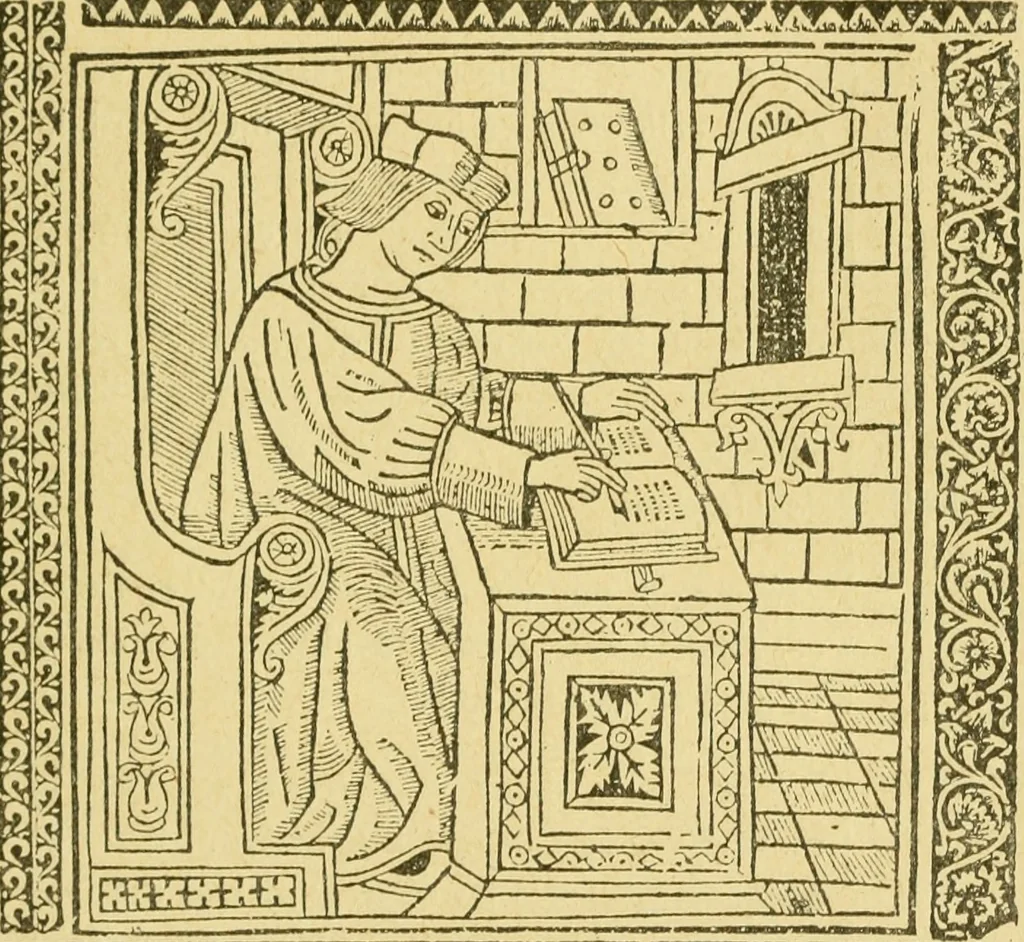An illustration from Bibliografía de la lengua valenciana : o sea catálogo razonado por orden alfabético de autores de los libros, folletos, obras dramáticas, periódicos, coloquios, coplas, chistes, discursos, romances, alocuciones, cantares, gozes, etc., que escritos en lengua valenciana y bilingüe, han visto la luz pública desde el establecimiento de la imprenta en España hasta nuestros días, 1915, leaf 507
