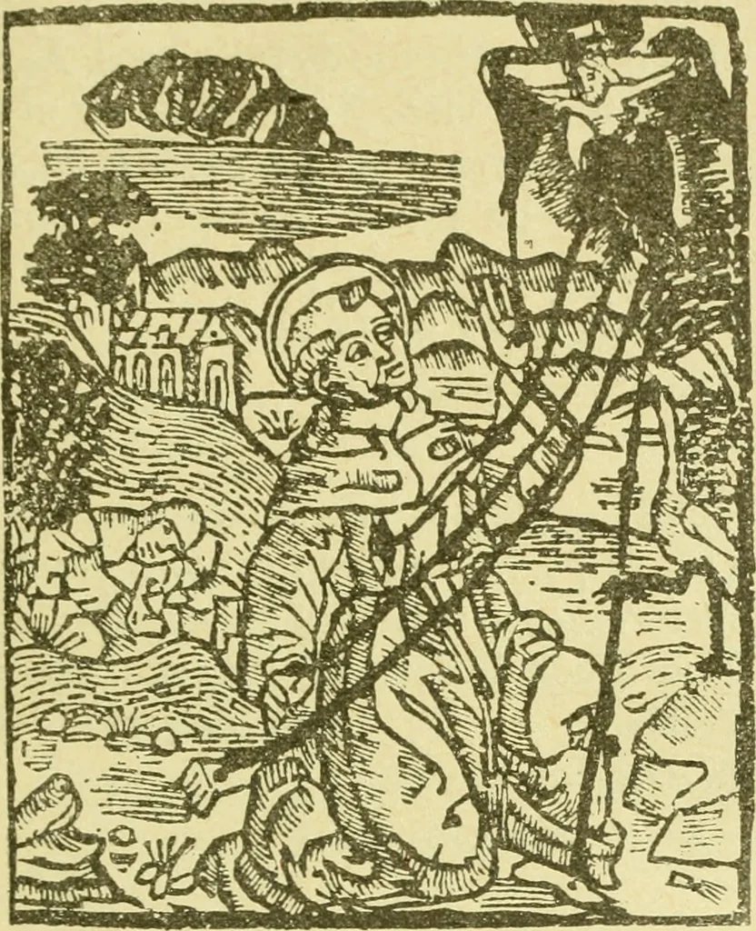 An illustration from Bibliografía de la lengua valenciana : o sea catálogo razonado por orden alfabético de autores de los libros, folletos, obras dramáticas, periódicos, coloquios, coplas, chistes, discursos, romances, alocuciones, cantares, gozes, etc., que escritos en lengua valenciana y bilingüe, han visto la luz pública desde el establecimiento de la imprenta en España hasta nuestros días, 1915, leaf 53