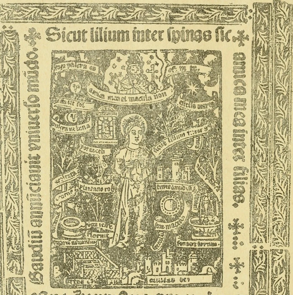 An illustration from Bibliografía de la lengua valenciana : o sea catálogo razonado por orden alfabético de autores de los libros, folletos, obras dramáticas, periódicos, coloquios, coplas, chistes, discursos, romances, alocuciones, cantares, gozes, etc., que escritos en lengua valenciana y bilingüe, han visto la luz pública desde el establecimiento de la imprenta en España hasta nuestros días, 1915, leaf 552