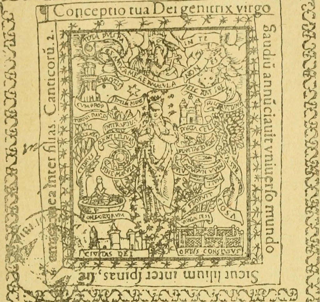 An illustration from Bibliografía de la lengua valenciana : o sea catálogo razonado por orden alfabético de autores de los libros, folletos, obras dramáticas, periódicos, coloquios, coplas, chistes, discursos, romances, alocuciones, cantares, gozes, etc., que escritos en lengua valenciana y bilingüe, han visto la luz pública desde el establecimiento de la imprenta en España hasta nuestros días, 1915, leaf 561