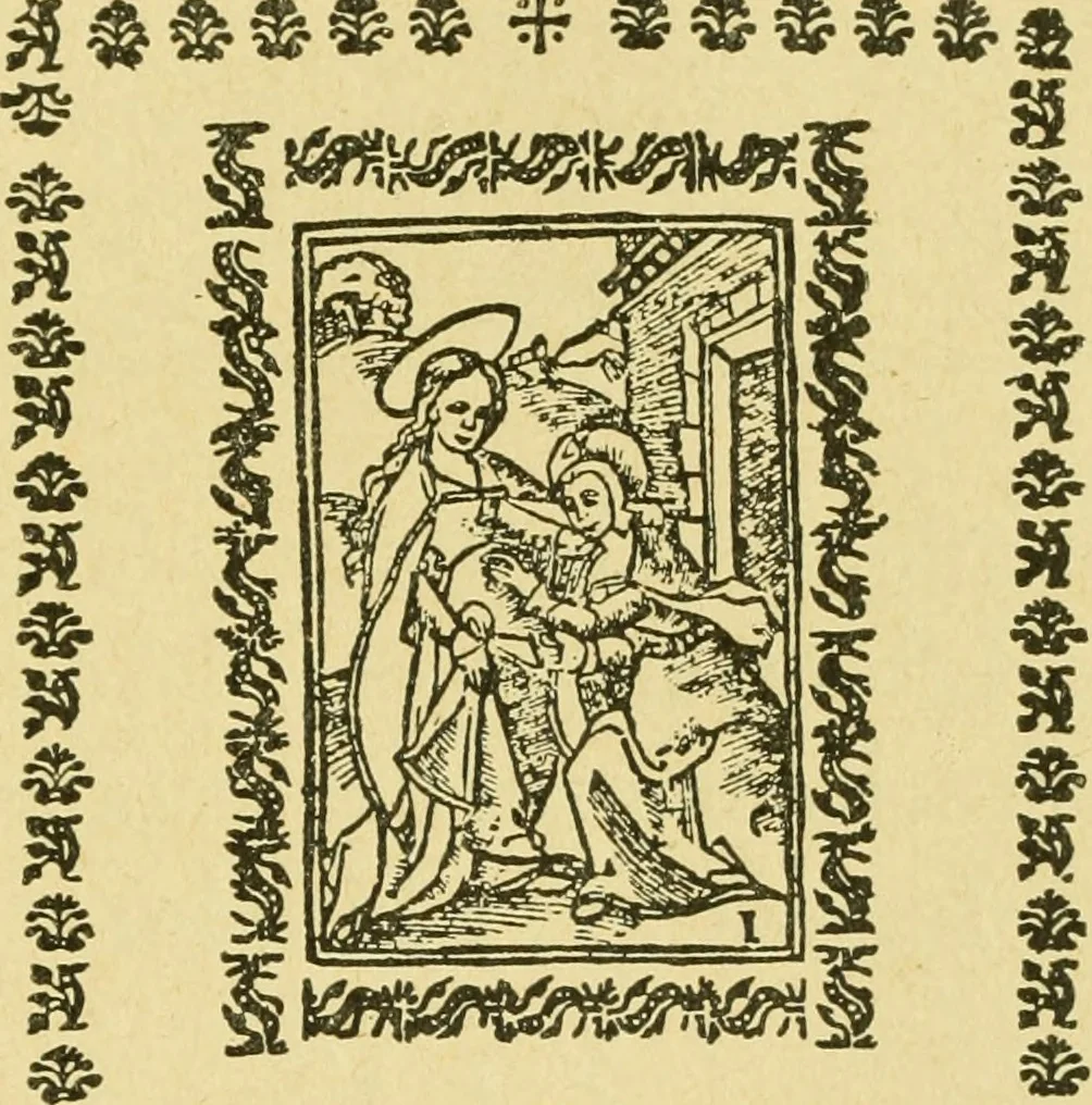An illustration from Bibliografía de la lengua valenciana : o sea catálogo razonado por orden alfabético de autores de los libros, folletos, obras dramáticas, periódicos, coloquios, coplas, chistes, discursos, romances, alocuciones, cantares, gozes, etc., que escritos en lengua valenciana y bilingüe, han visto la luz pública desde el establecimiento de la imprenta en España hasta nuestros días, 1915, leaf 579