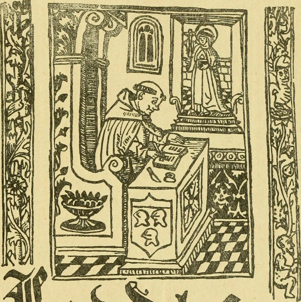 An illustration from Bibliografía de la lengua valenciana : o sea catálogo razonado por orden alfabético de autores de los libros, folletos, obras dramáticas, periódicos, coloquios, coplas, chistes, discursos, romances, alocuciones, cantares, gozes, etc., que escritos en lengua valenciana y bilingüe, han visto la luz pública desde el establecimiento de la imprenta en España hasta nuestros días, 1915, leaf 599