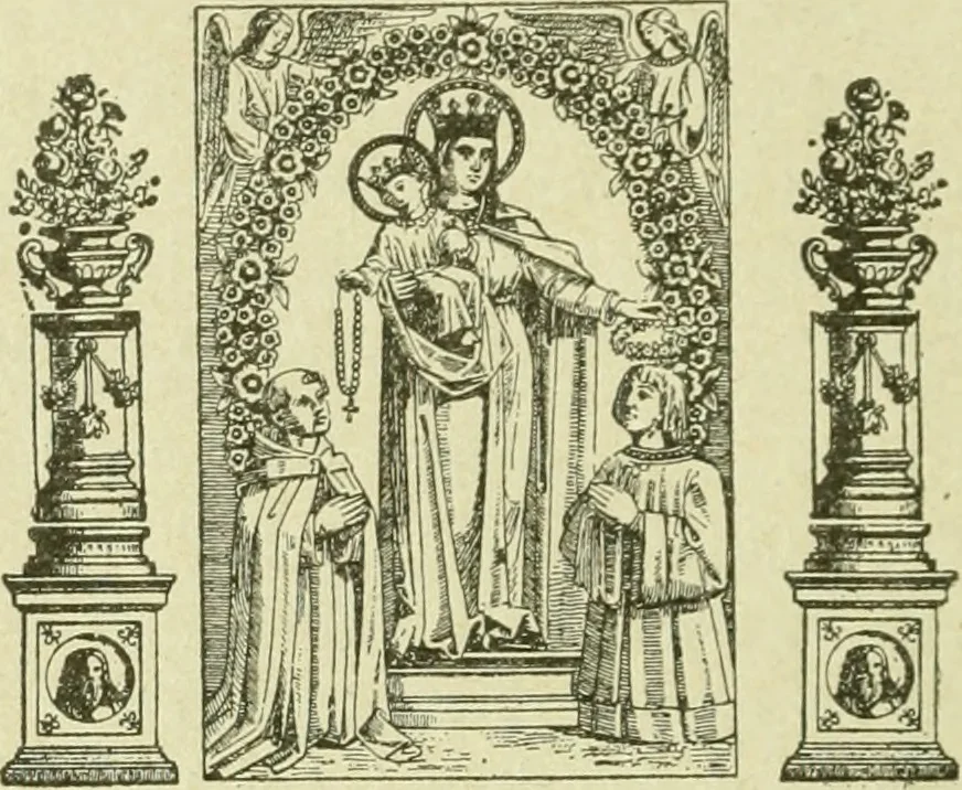 An illustration from Bibliografía de la lengua valenciana : o sea catálogo razonado por orden alfabético de autores de los libros, folletos, obras dramáticas, periódicos, coloquios, coplas, chistes, discursos, romances, alocuciones, cantares, gozes, etc., que escritos en lengua valenciana y bilingüe, han visto la luz pública desde el establecimiento de la imprenta en España hasta nuestros días, 1915, leaf 72