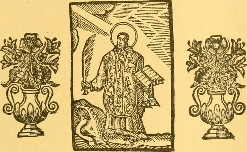 An illustration from Bibliografía de la lengua valenciana : o sea catálogo razonado por orden alfabético de autores de los libros, folletos, obras dramáticas, periódicos, coloquios, coplas, chistes, discursos, romances, alocuciones, cantares, gozes, etc., que escritos en lengua valenciana y bilingüe, han visto la luz pública desde el establecimiento de la imprenta en España hasta nuestros días, 1915, leaf 30
