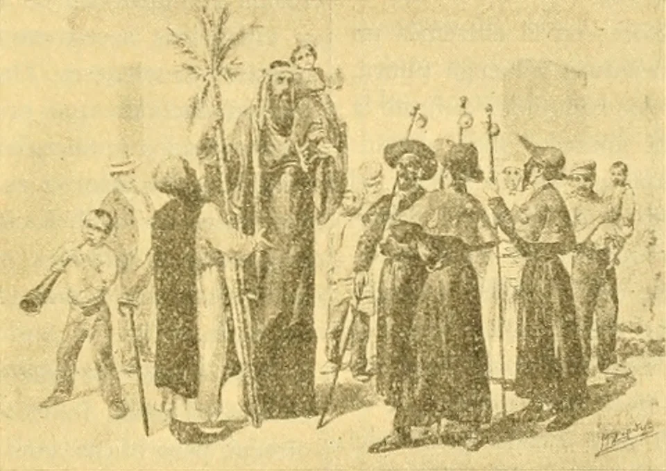 An illustration from Bibliografía de la lengua valenciana : o sea catálogo razonado por orden alfabético de autores de los libros, folletos, obras dramáticas, periódicos, coloquios, coplas, chistes, discursos, romances, alocuciones, cantares, gozes, etc., que escritos en lengua valenciana y bilingüe, han visto la luz pública desde el establecimiento de la imprenta en España hasta nuestros días, 1915, leaf 324