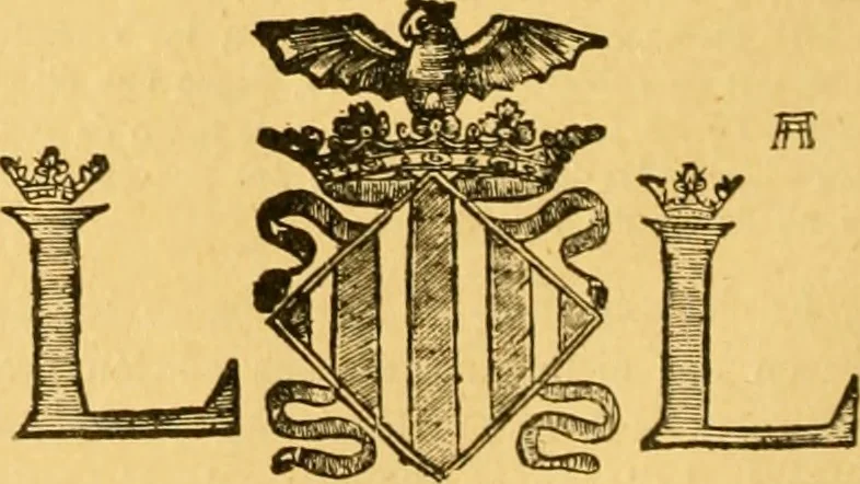 An illustration from Bibliografía de la lengua valenciana : o sea catálogo razonado por orden alfabético de autores de los libros, folletos, obras dramáticas, periódicos, coloquios, coplas, chistes, discursos, romances, alocuciones, cantares, gozes, etc., que escritos en lengua valenciana y bilingüe, han visto la luz pública desde el establecimiento de la imprenta en España hasta nuestros días, 1915, leaf 53