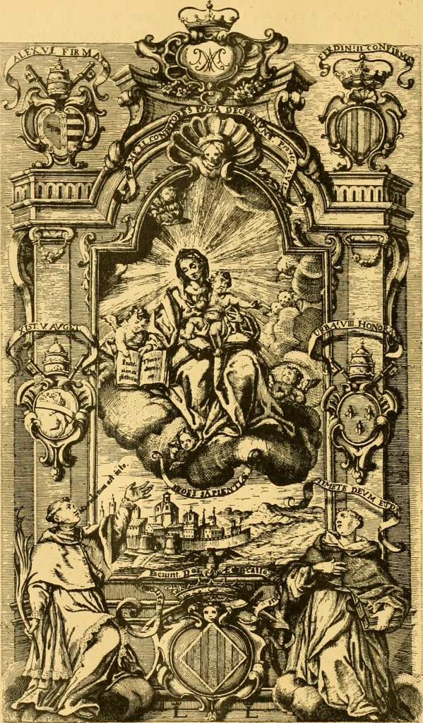 An illustration from Bibliografía de la lengua valenciana : o sea catálogo razonado por orden alfabético de autores de los libros, folletos, obras dramáticas, periódicos, coloquios, coplas, chistes, discursos, romances, alocuciones, cantares, gozes, etc., que escritos en lengua valenciana y bilingüe, han visto la luz pública desde el establecimiento de la imprenta en España hasta nuestros días, 1915, leaf 55