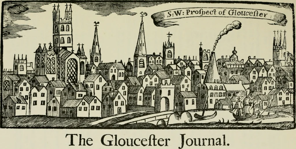 An illustration from The bibliographer's manual of Gloucestershire literature ; being a classified catalogue of books, pamphlets, broadsides, and other printed matter relating to the county of Gloucester or to the city of Bristol, with descriptive and explanatory notes, 1895, leaf 350