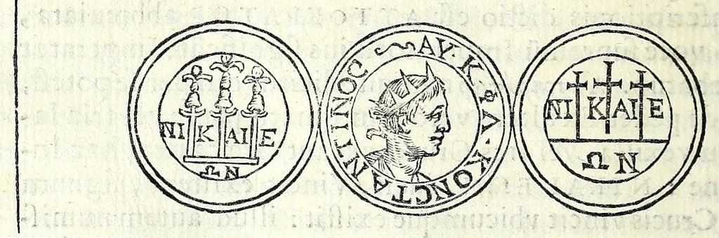 An illustration from Bibliotheca apostolica Vaticana, a Sixto V. Pont. Max. in splendidiorem commodioremq. locvm translata : et a fratre Angelo Roccha a Camerino ... commentario variarvm artivm, ac scientiarum materijs curiosis, ac difficillimis, scituq. dignis refertissimo, illustrata, 1591, leaf 232