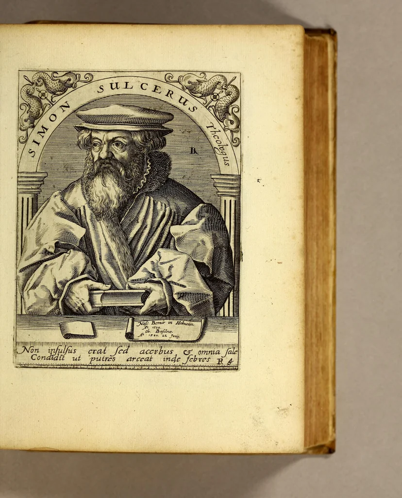 An illustration from Bibliotheca, chalcographica illustrium virtute atque eruditione in tota Europa, clarissimorum virorum theologorum, jurisconsultorum, medicorum, historicorum, geographorum, politicorum, philosophorum, poetarum, musicorum, aliorumque., 1650, leaf 147
