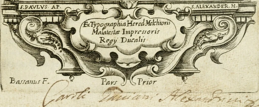 An illustration from Bibliothecae Alexandrinae icones symbolicae p. d. Christofori Giardae ... elogiis illustratae, 1626, leaf 2