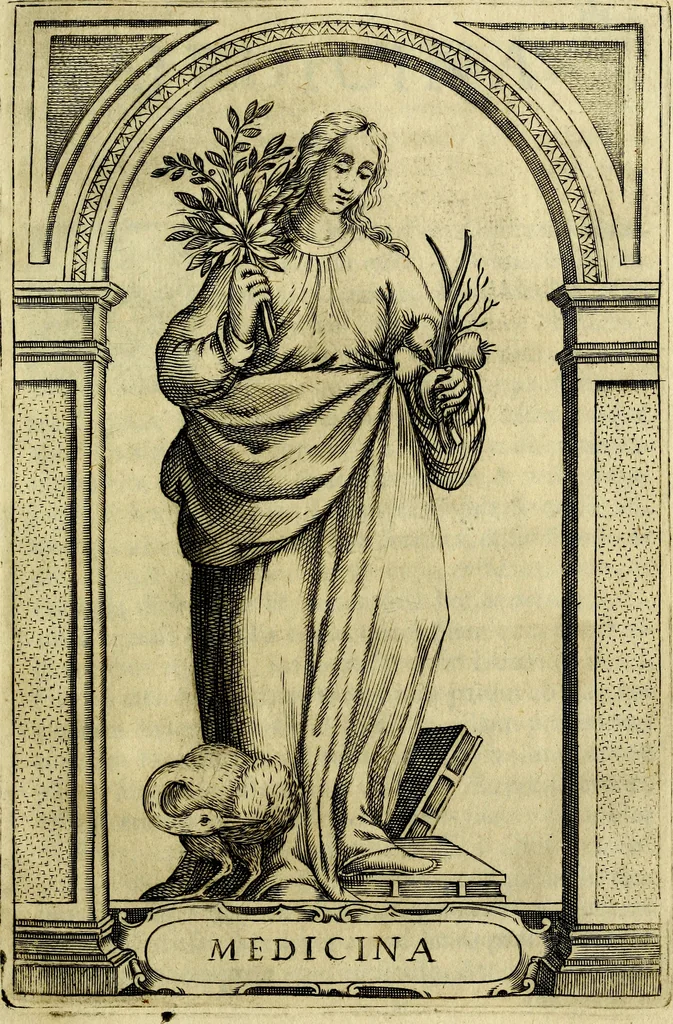 An illustration from Bibliothecae Alexandrinae icones symbolicae P.D. Christofori Giardae cler. reg. S. Pauli elogiis illustratae, 1628, leaf 98