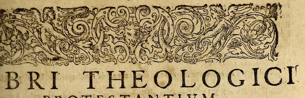An illustration from Bibliotheca exotica, : sive catalogus officinalis librorum peregrinis linguis vsualibus scriptorum, videlicet Gallica, Italica, Hispanica, Belgica, Anglica, Danica, Bohemica, Vngarica, &c. omnium, quotquot in officinis bibliopolarum indigari potuerunt, & in Nundinis Francofurtensibus prostant, ac venales habentur. : La bibliotheque vniversail, contenant le catalogue de tous les liures, qui ont estè imprimes ce siecle passè, aux langues françoise, italien[n]e, espaignole, & autres ... despuis l'an, 1500. iusques à l'an present 1610. ., 1610, leaf 13