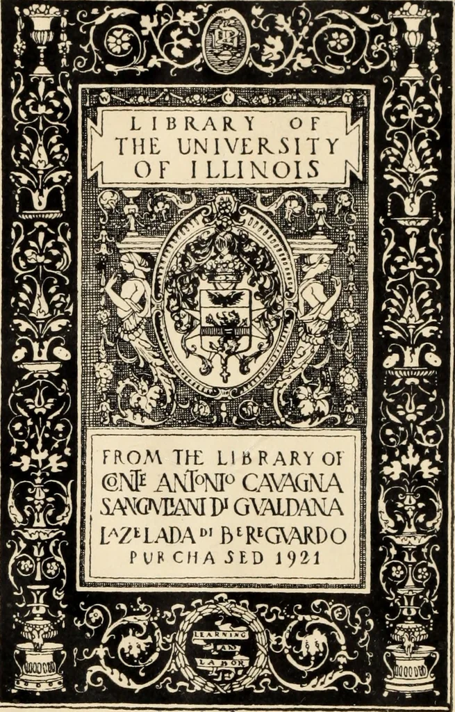 An illustration from Bibliotheca Maphaei Pinellii Veneti magno jam studio collecta, 1787, leaf 1