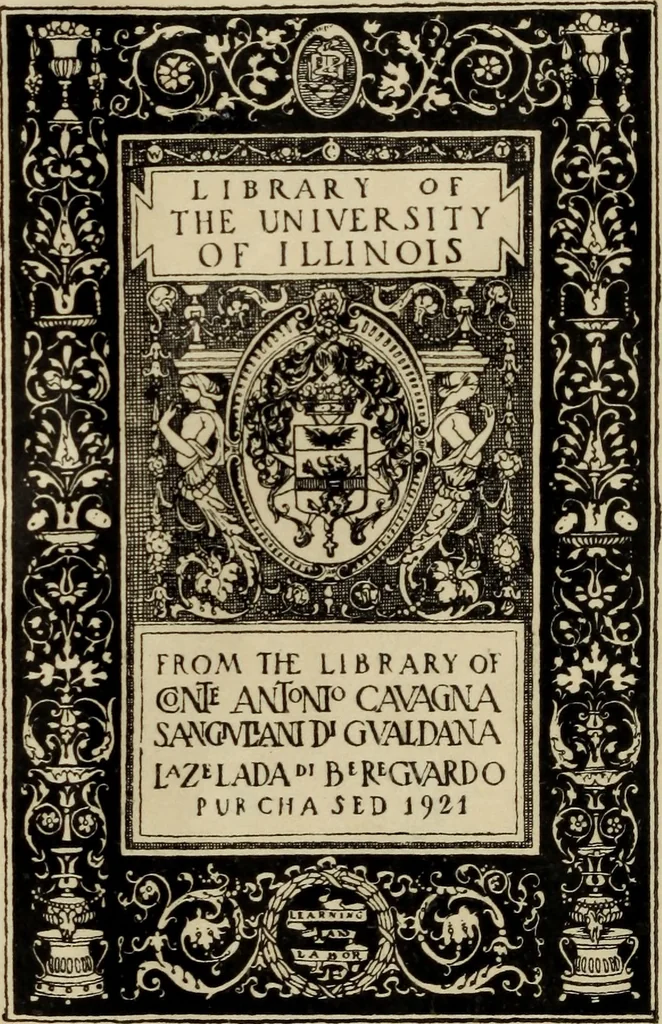 An illustration from Bibliotheca Maphaei Pinellii Veneti magno jam studio collecta, 1787, leaf 1
