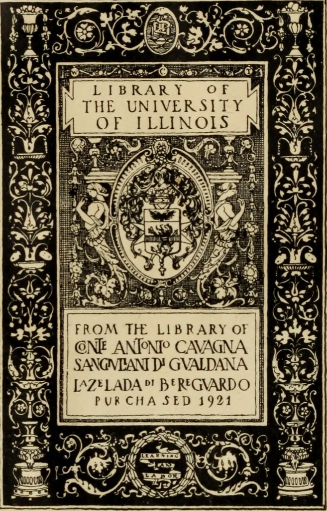 An illustration from Bibliotheca Maphaei Pinellii Veneti magno jam studio collecta, 1787, leaf 1