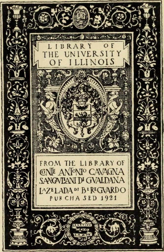 An illustration from Bibliotheca Maphaei Pinellii Veneti magno jam studio collecta, 1787, leaf 1