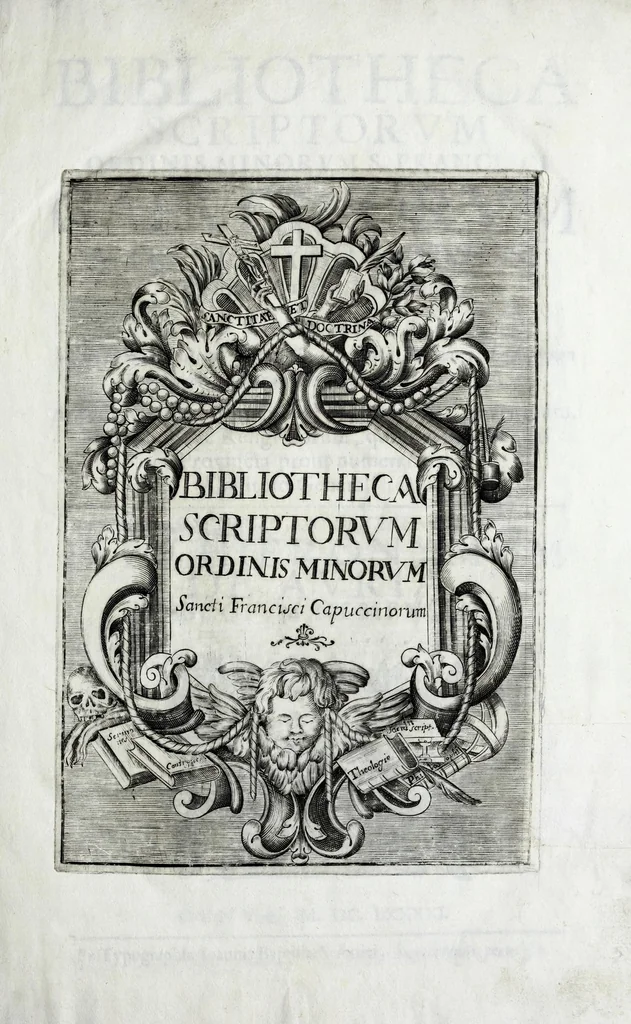 An illustration from Bibliotheca scriptorum Ordinis Minorum S. Francisci Capucinorum, 1691, leaf 5