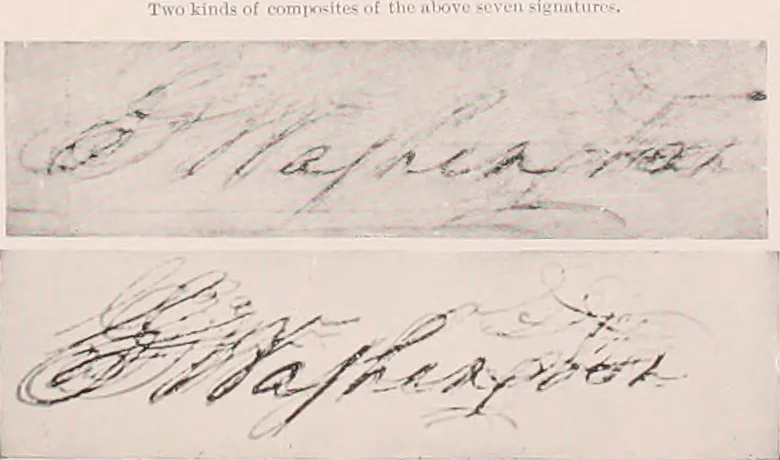 An illustration from Bibliotics; or, The study of documents; determination of the individual character of handwriting and detection of fraud and forgery. New methods of research, 1901, leaf 161