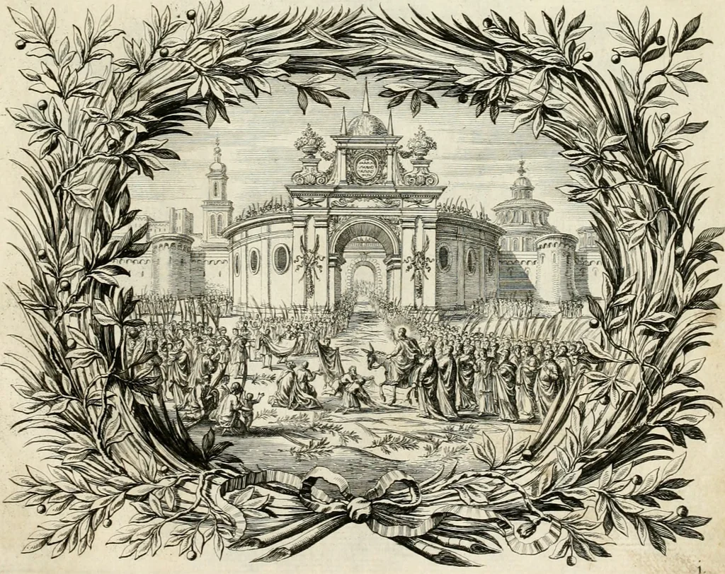 An illustration from Biblisches Engel- u[nd] Kunst Werck : alles das jenige, was in heiliger göttlicher Schrifft Altes und Neuen Testaments von den heiligen Engeln Gottes dero erscheinungen tersichtungen bottschaffte[n] u[nd] gesandschaffte[n], auf mancherley Art und Weise auss Göttlicher Verordnung zu finden ist ... : in zierlichen Kupffern, mit beijgefügten Teutschen Erklärungs und Andachts- Reimen vorstellend : mit Fleiss zusammen getragen, in Kupfer gestochen und verlegt, 1694, leaf 24