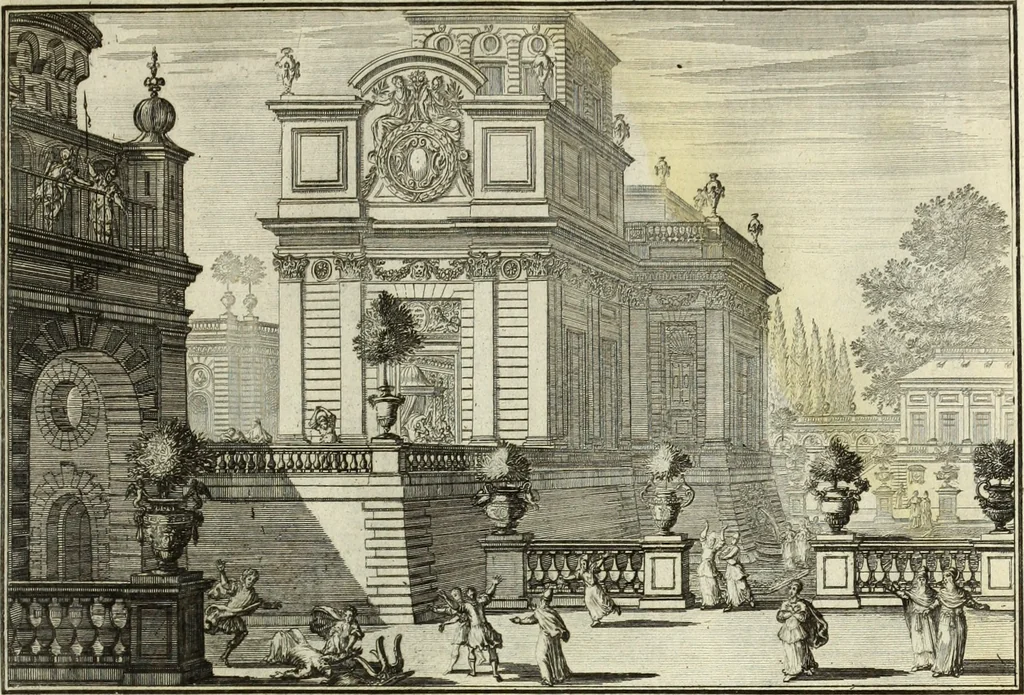 An illustration from Biblisches Engel- u. Kunst Werck : alles das jenige, was in heiliger göttlicher Schrifft Altes und Neuen Testaments von den heiligen Engels Gottes ... zu finden ist ... in zierlichen Kupffern, mit beygefüngten teutschen Erklärungs und Andachs-Reimen vorstellend, 1705, leaf 110