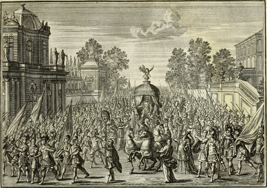 An illustration from Biblisches Engel- u. Kunst Werck : alles das jenige, was in heiliger göttlicher Schrifft Altes und Neuen Testaments von den heiligen Engels Gottes ... zu finden ist ... in zierlichen Kupffern, mit beygefüngten teutschen Erklärungs und Andachs-Reimen vorstellend, 1705, leaf 118