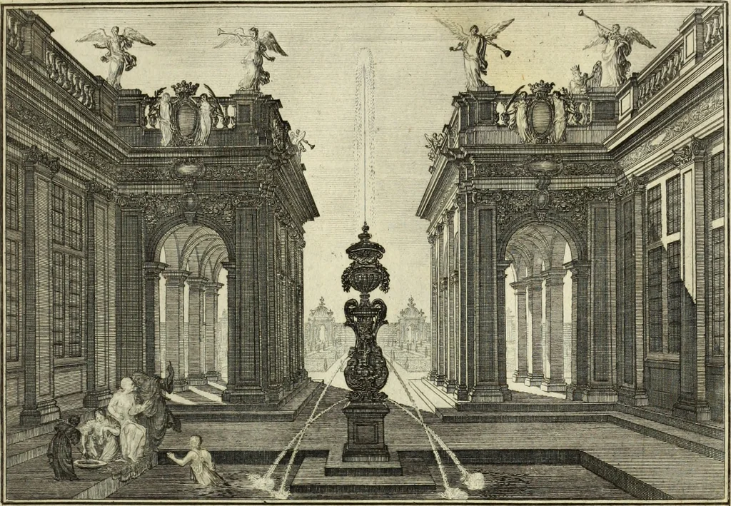 An illustration from Biblisches Engel- u. Kunst Werck : alles das jenige, was in heiliger göttlicher Schrifft Altes und Neuen Testaments von den heiligen Engels Gottes ... zu finden ist ... in zierlichen Kupffern, mit beygefüngten teutschen Erklärungs und Andachs-Reimen vorstellend, 1705, leaf 128