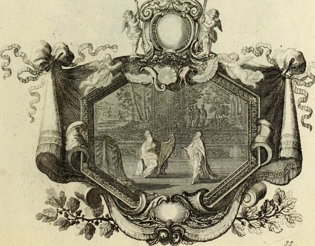An illustration from Biblisches Engel- u. Kunst Werck : alles das jenige, was in heiliger göttlicher Schrifft Altes und Neuen Testaments von den heiligen Engels Gottes ... zu finden ist ... in zierlichen Kupffern, mit beygefüngten teutschen Erklärungs und Andachs-Reimen vorstellend, 1705, leaf 128