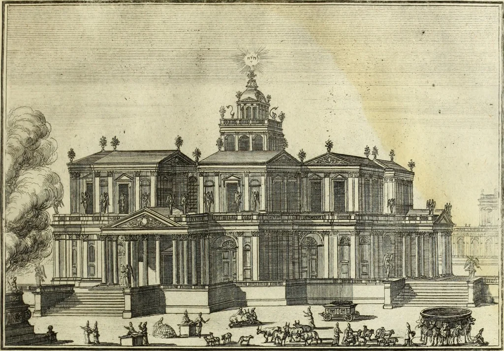 An illustration from Biblisches Engel- u. Kunst Werck : alles das jenige, was in heiliger göttlicher Schrifft Altes und Neuen Testaments von den heiligen Engels Gottes ... zu finden ist ... in zierlichen Kupffern, mit beygefüngten teutschen Erklärungs und Andachs-Reimen vorstellend, 1705, leaf 140