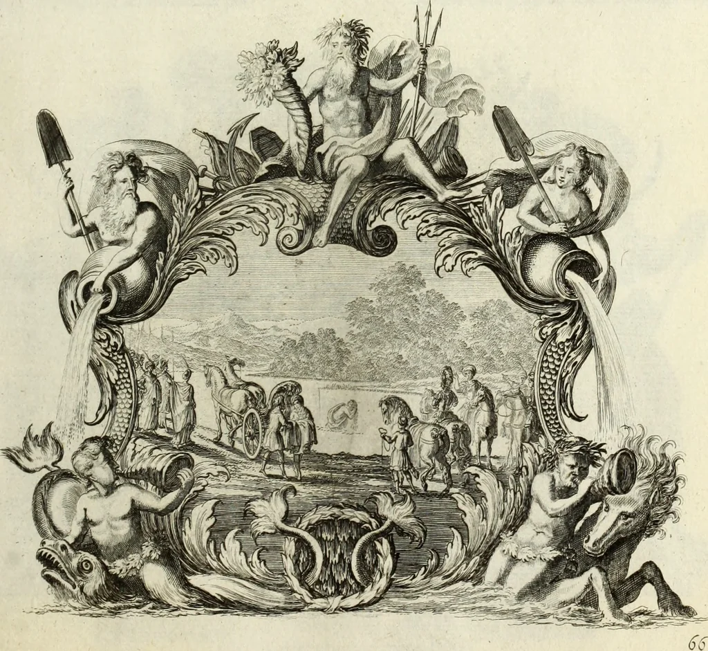 An illustration from Biblisches Engel- u. Kunst Werck : alles das jenige, was in heiliger göttlicher Schrifft Altes und Neuen Testaments von den heiligen Engels Gottes ... zu finden ist ... in zierlichen Kupffern, mit beygefüngten teutschen Erklärungs und Andachs-Reimen vorstellend, 1705, leaf 152