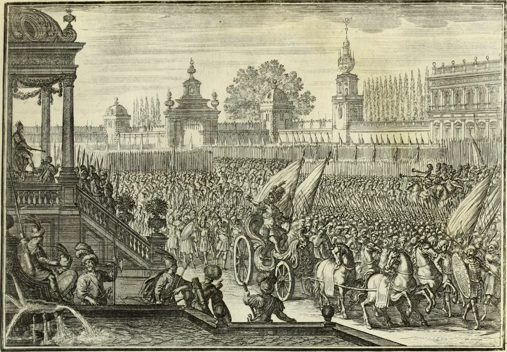An illustration from Biblisches Engel- u. Kunst Werck : alles das jenige, was in heiliger göttlicher Schrifft Altes und Neuen Testaments von den heiligen Engels Gottes ... zu finden ist ... in zierlichen Kupffern, mit beygefüngten teutschen Erklärungs und Andachs-Reimen vorstellend, 1705, leaf 154