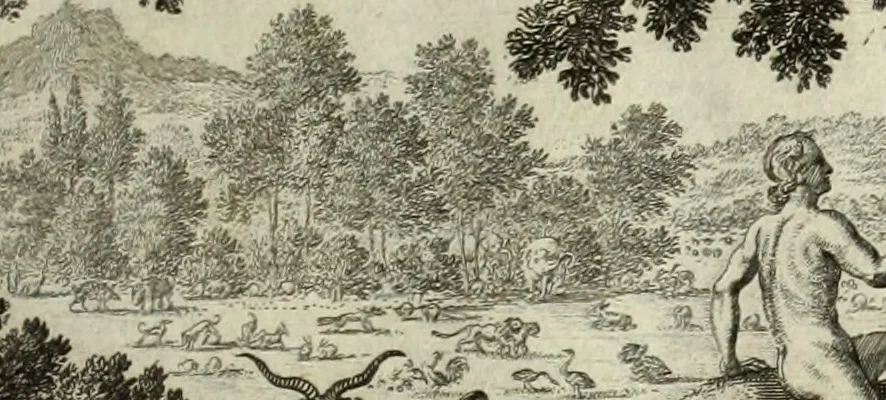 An illustration from Biblisches Engel- u. Kunst Werck : alles das jenige, was in heiliger göttlicher Schrifft Altes und Neuen Testaments von den heiligen Engels Gottes ... zu finden ist ... in zierlichen Kupffern, mit beygefüngten teutschen Erklärungs und Andachs-Reimen vorstellend, 1705, leaf 16