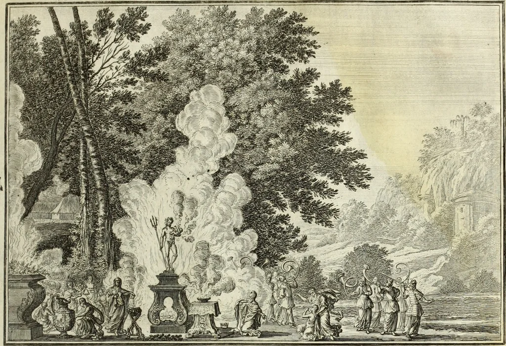 An illustration from Biblisches Engel- u. Kunst Werck : alles das jenige, was in heiliger göttlicher Schrifft Altes und Neuen Testaments von den heiligen Engels Gottes ... zu finden ist ... in zierlichen Kupffern, mit beygefüngten teutschen Erklärungs und Andachs-Reimen vorstellend, 1705, leaf 164